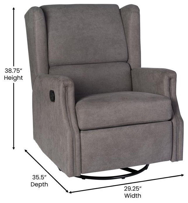 Omma Swivel Wingback Recliner Glider Rocker Recliner, Dark Gray