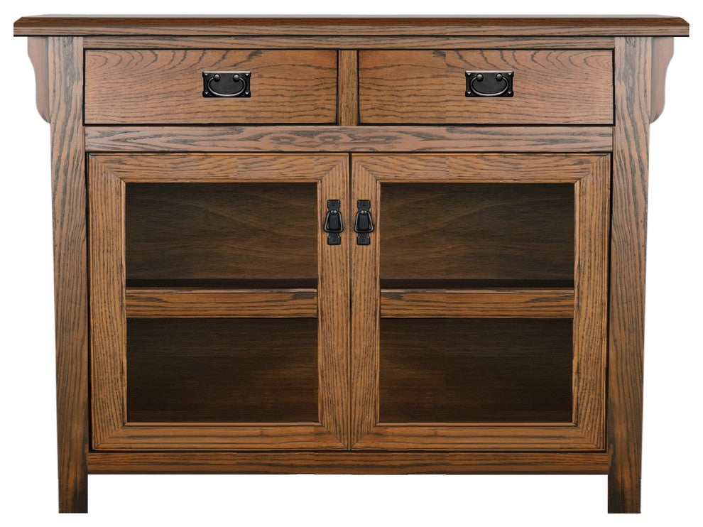 55" Wide Mission Entertainment TV Console, Yellow Oak