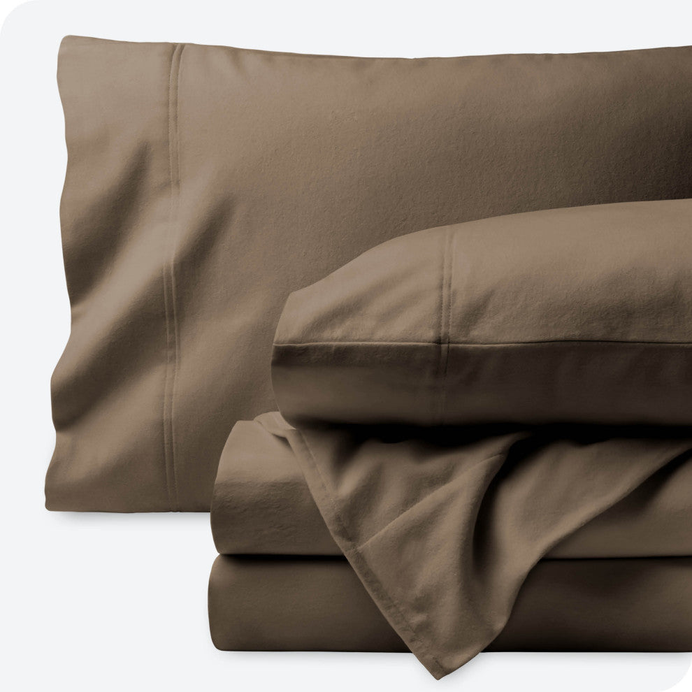 Bare Home Cotton Flannel Sheet Set, Taupe, Twin Xl