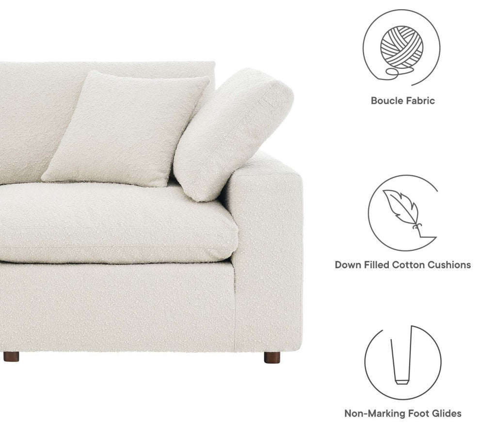 Commix Down Filled Overstuffed Boucle Fabric 8-Piece Sectional Sofa, Ivory