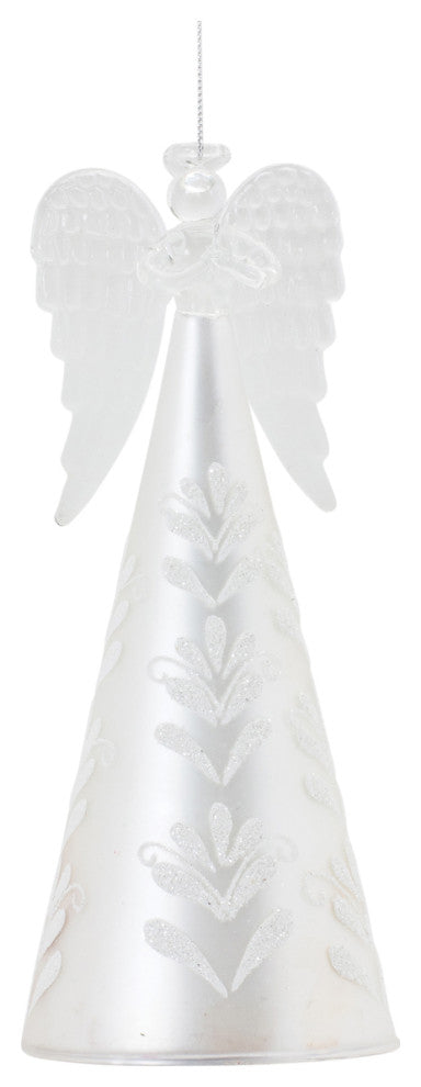Frosted Glass Angel Ornament, 2-Piece Set