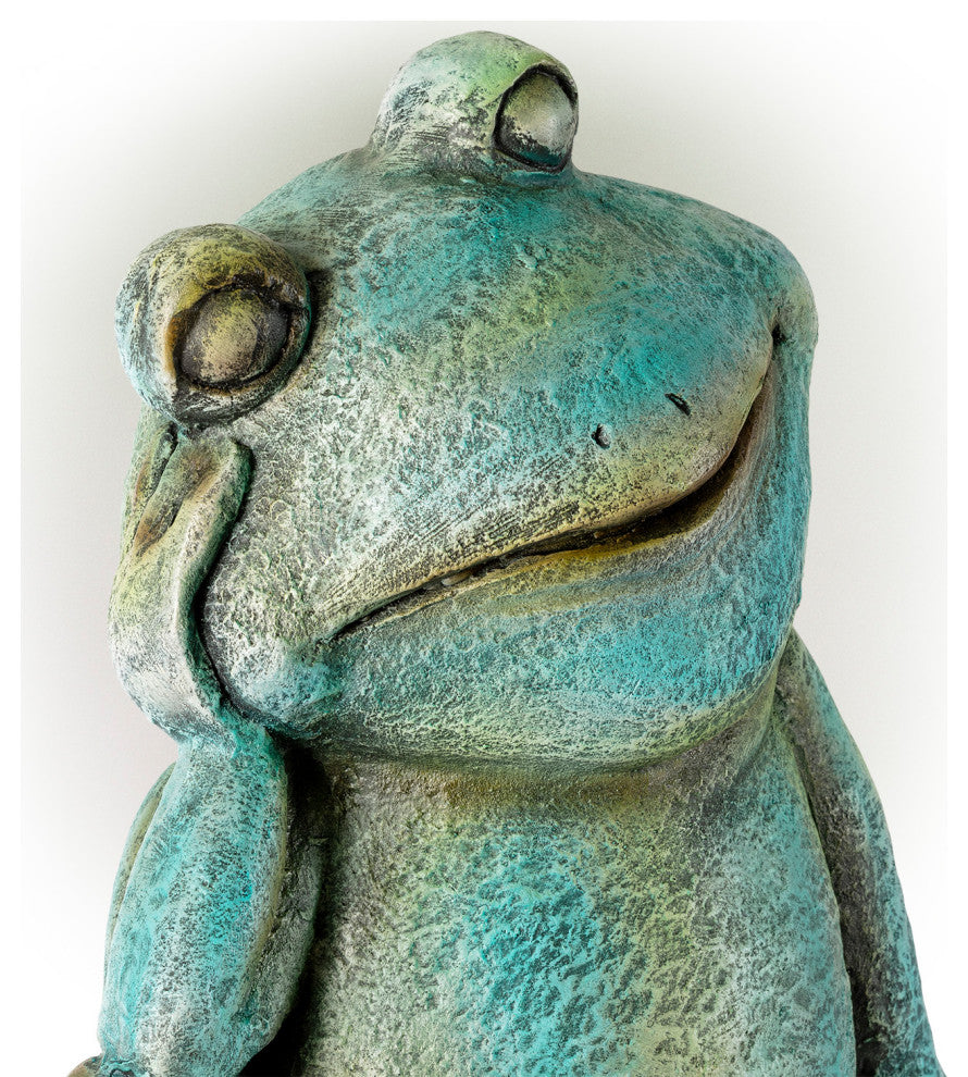 Alpine Pensative Sleeping Frog Statue, 15"Tall