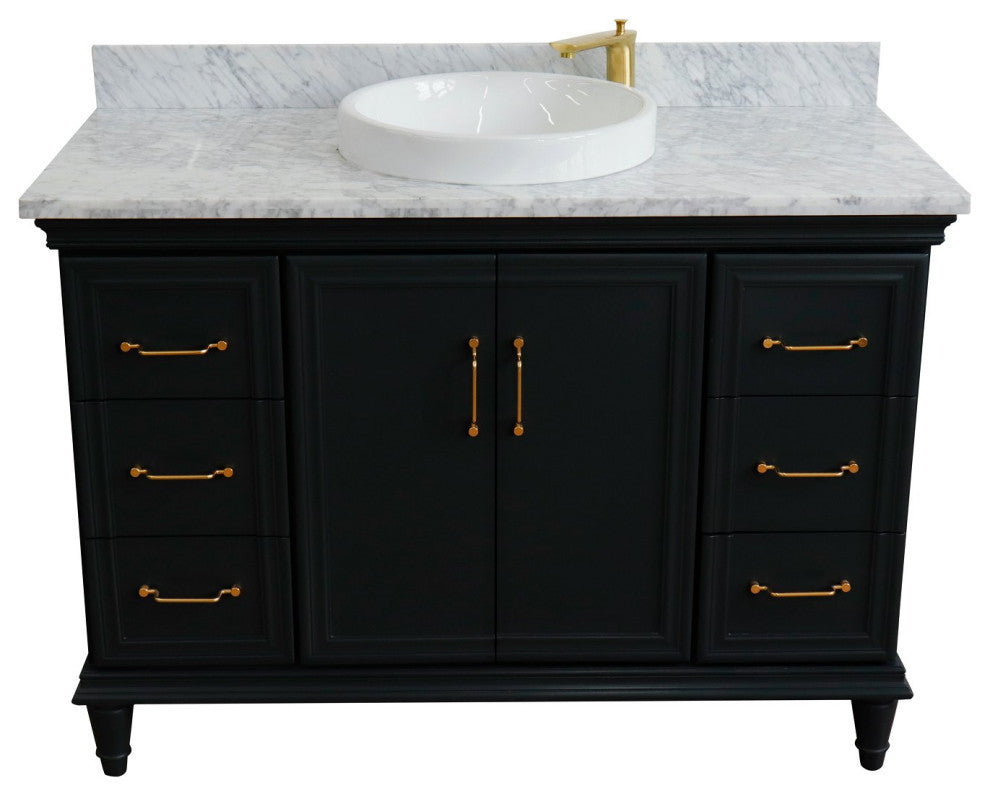 49" Single Sink Vanity, Dark Gray Finish With White Carrara Marble