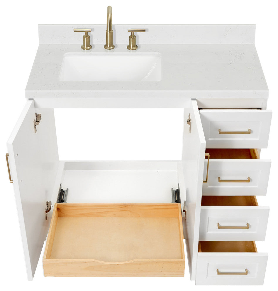 Ariel Taylor 42" Left Offset Single Rectangular Sink Bathroom Vanity