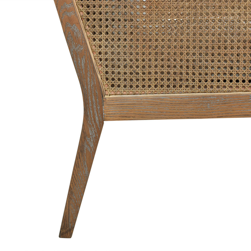 Ontario 24.5" Rattan Wicker Upholstered Accent Arm Chair, Natural White