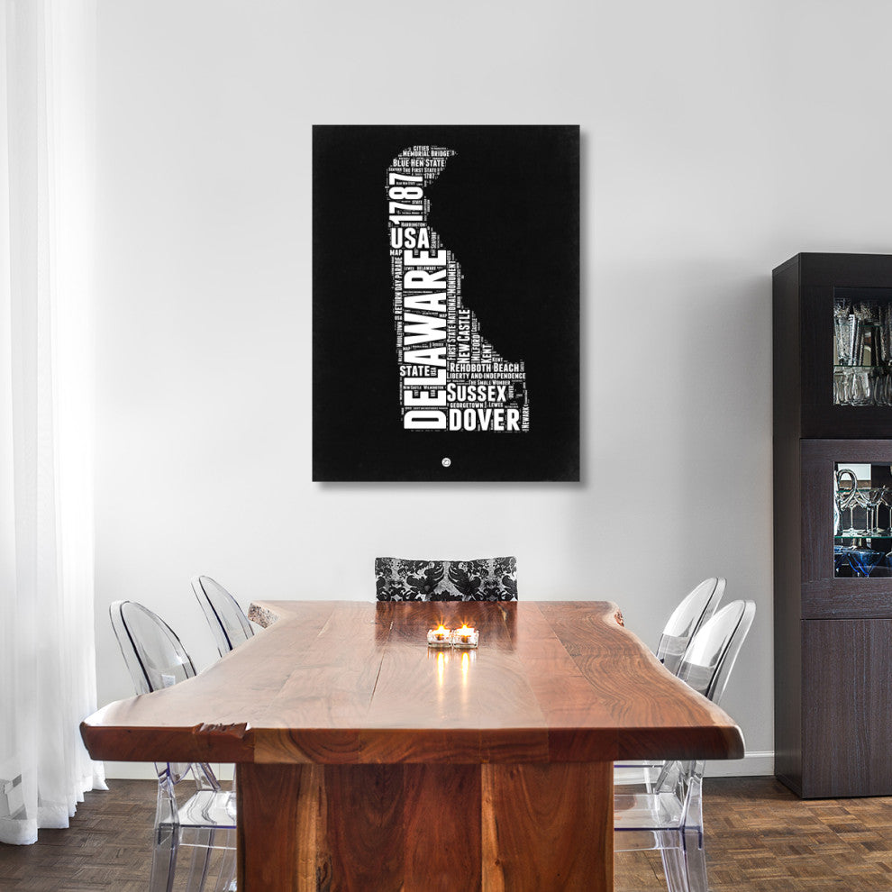 "Delaware Black and White Map" Fine Art Print