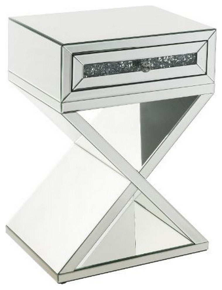 Benzara BM251212 Accent Table WithxShaped Base, White