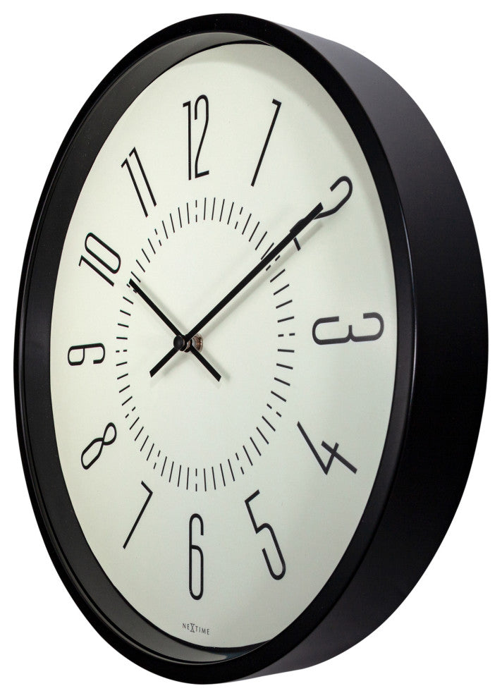 NeXtime Luminous Metal and Glass Wall Clock, White