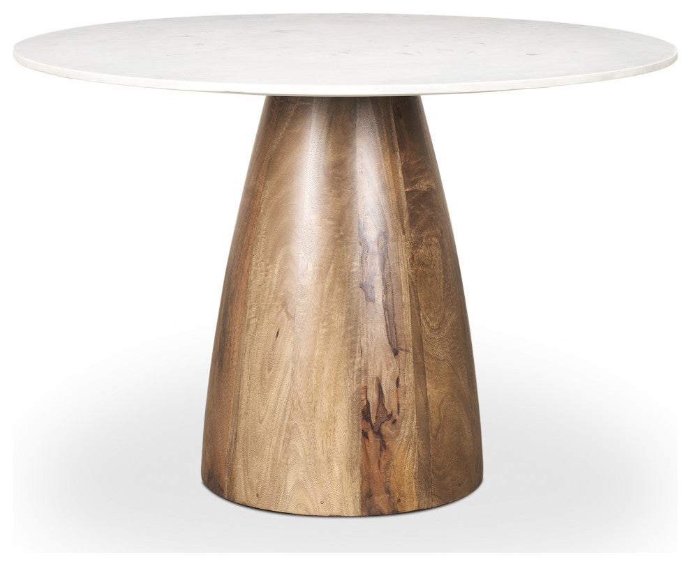Allyson 42" Medium Brown With White Marble Top Dining Table