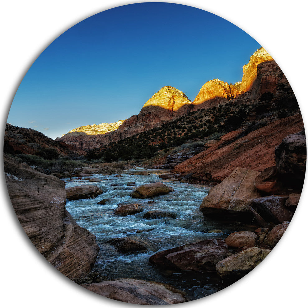 Rapid Virgin River, Landscape Photography Disc Metal Artwork, 11"