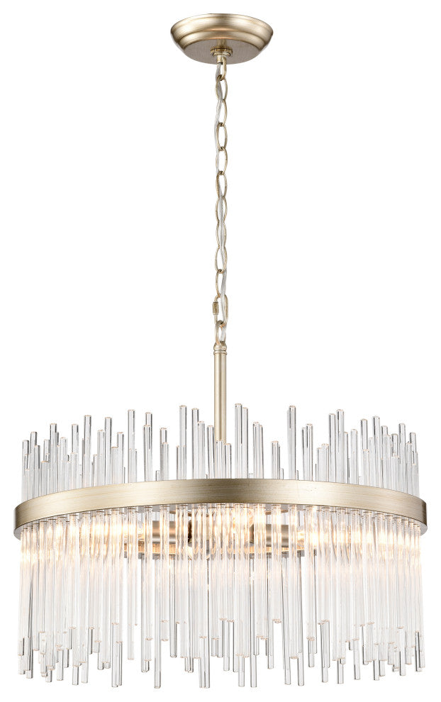 Bella 5-light Brushed Champagne Silver Clear Glass Bars Chandelier