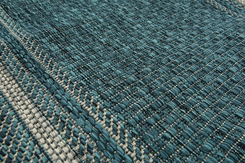 Unique Loom Teal Soft Border Outdoor 2'' 0 x 6'' 0 Runner Rug