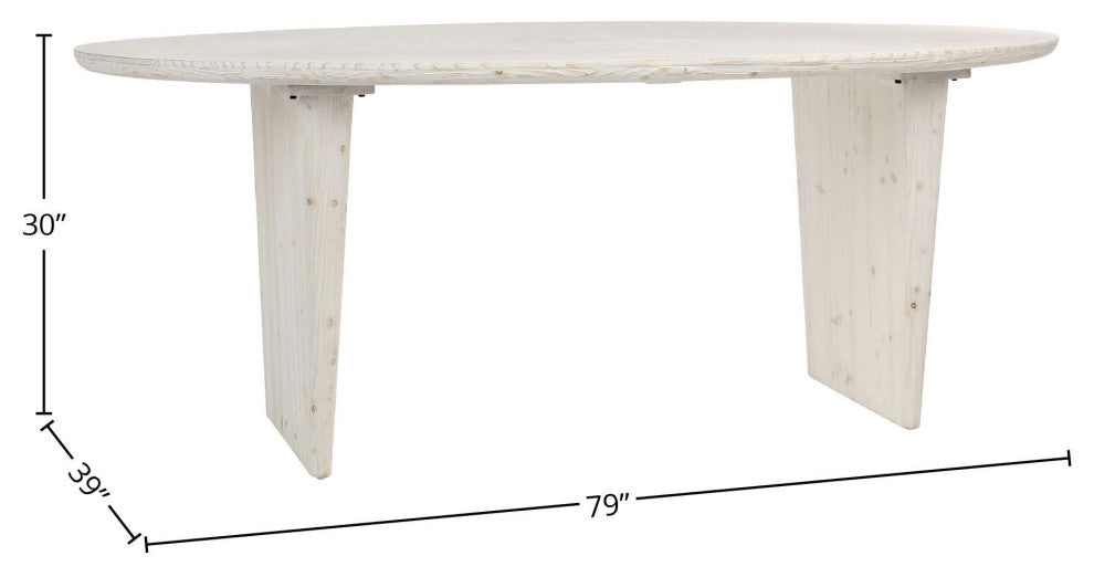 Avery 79" Oval White Wash Dining Table