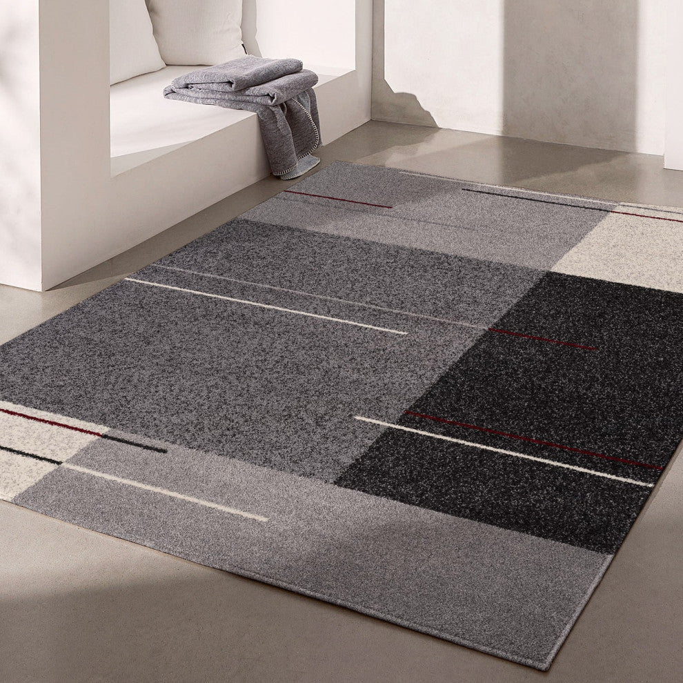 7"x9" Gray Modern Geometric Area Rug