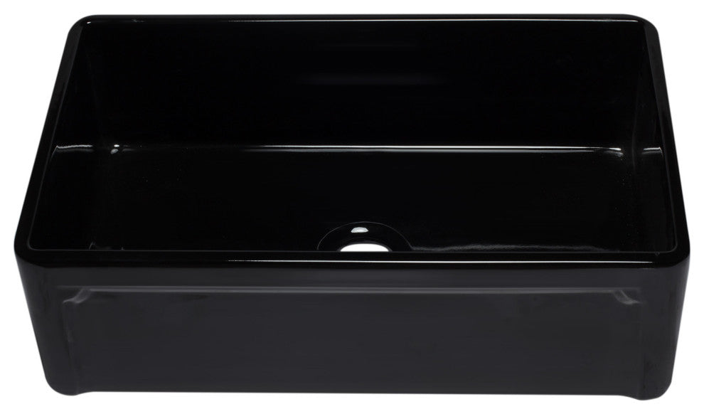 ALFI brand AB3320SB-BG 33 Inch Black Single Fireclay Farmhouse Kitchen Sink