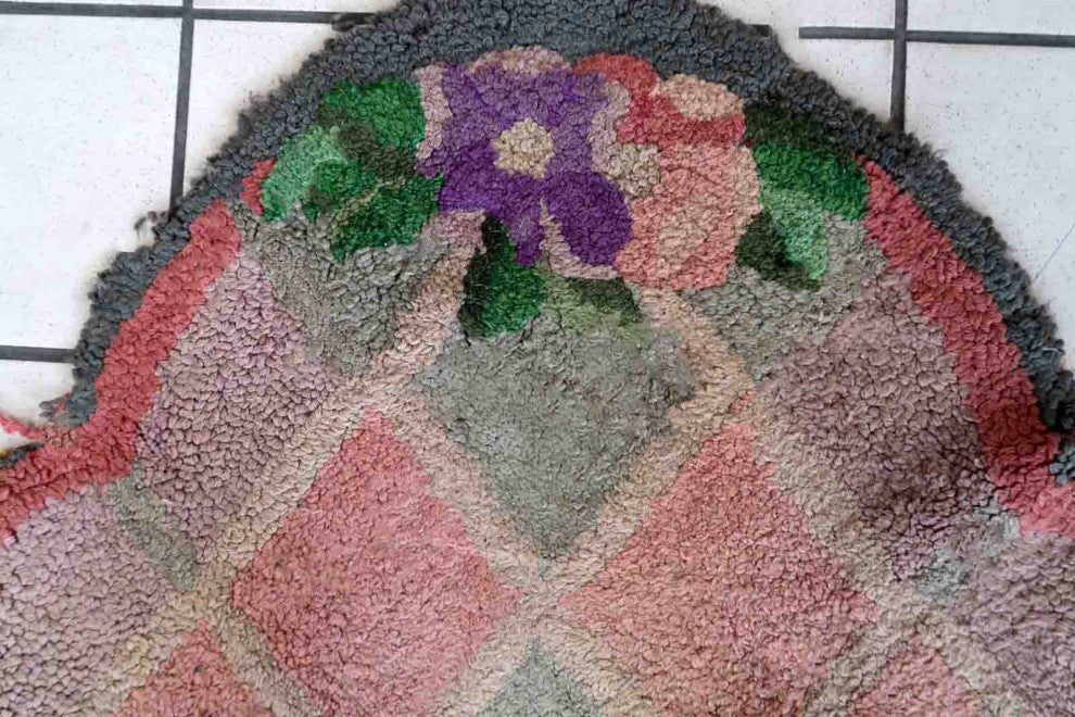 Handmade Vintage American Hooked Rug 2.9'x3.7', 90cmx115cm 1960s