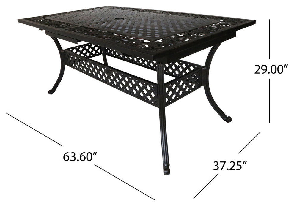 GDF Studio Phoenix Outdoor 64"-81" Expandable Cast Aluminum Dining Table