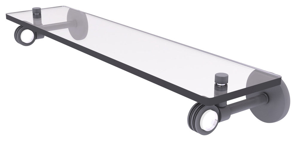 Clearview 22" Glass Shelf with Dotted Accents, Matte Gray