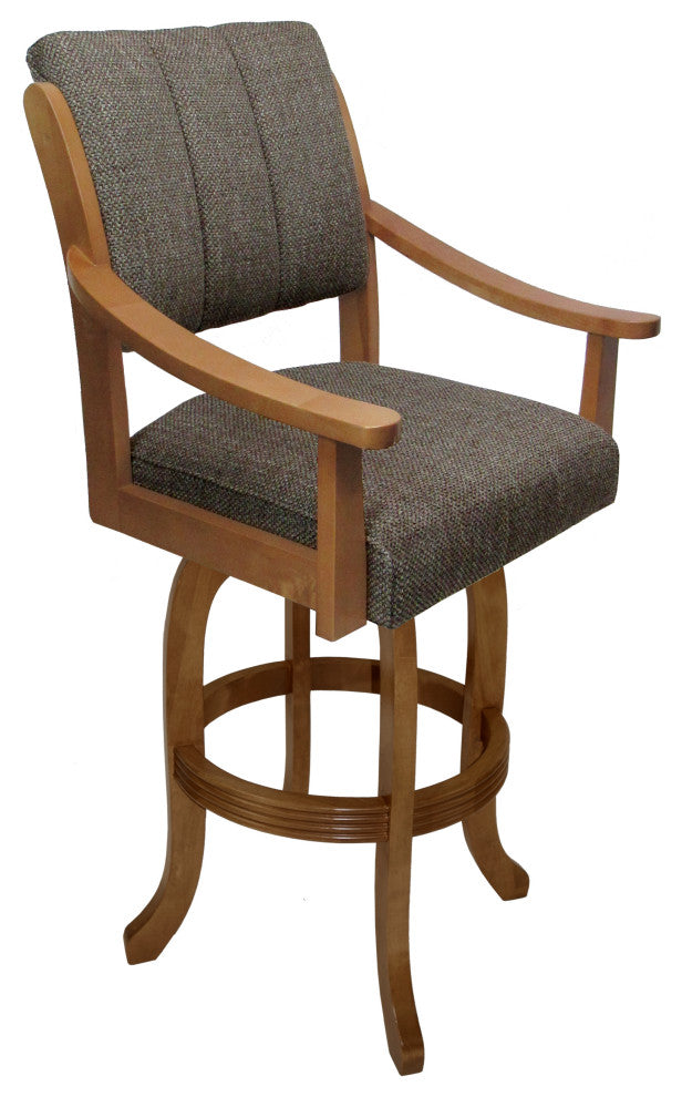 Casa Swivel Wood Stool on Melina Base, Plumley Cocoa on Honey, 30"