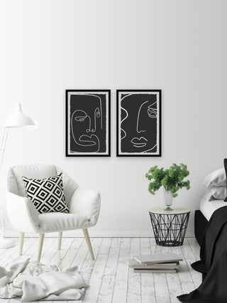 Dramatic Reactions Diptych, Set of 2, 20x30 Panels