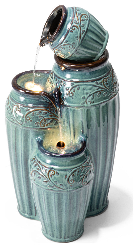 Embossed Pattern Ceramic Pots Fountain