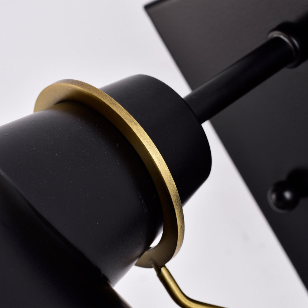 Baxter 1-Light Vanity, Black With Burnished Brass