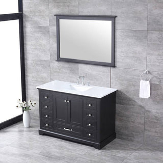 Dukes 48" Espresso Single Square Sink Vanity with Quartz Top, With Mirror