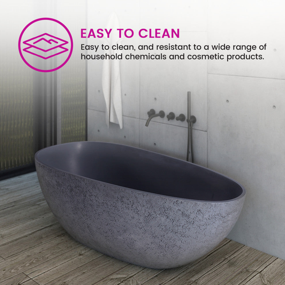 Vanity Art 67" Solid Surface Freestanding Bathtub