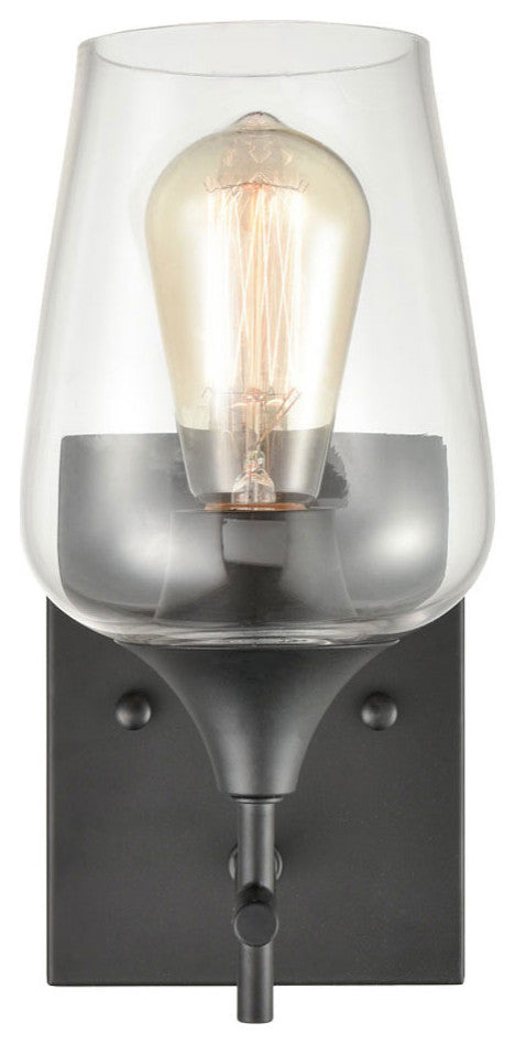 Clear Glass Bathroom Wall Sconces Lighting, Set of 2, Black