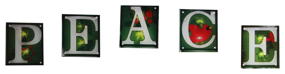 7' Green Shimmering "Peace" Christmas Light Garland