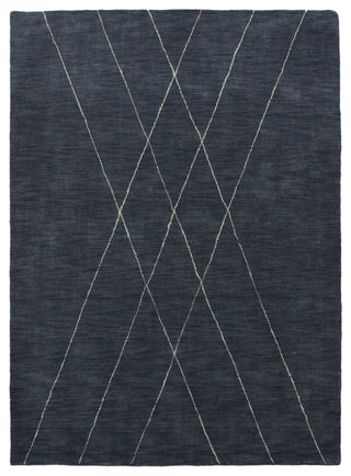 HAND KNOTTED LOOM WOOL ECO-FRIENDLY AREA RUGS - Rectangle, Charcoal, Geometric