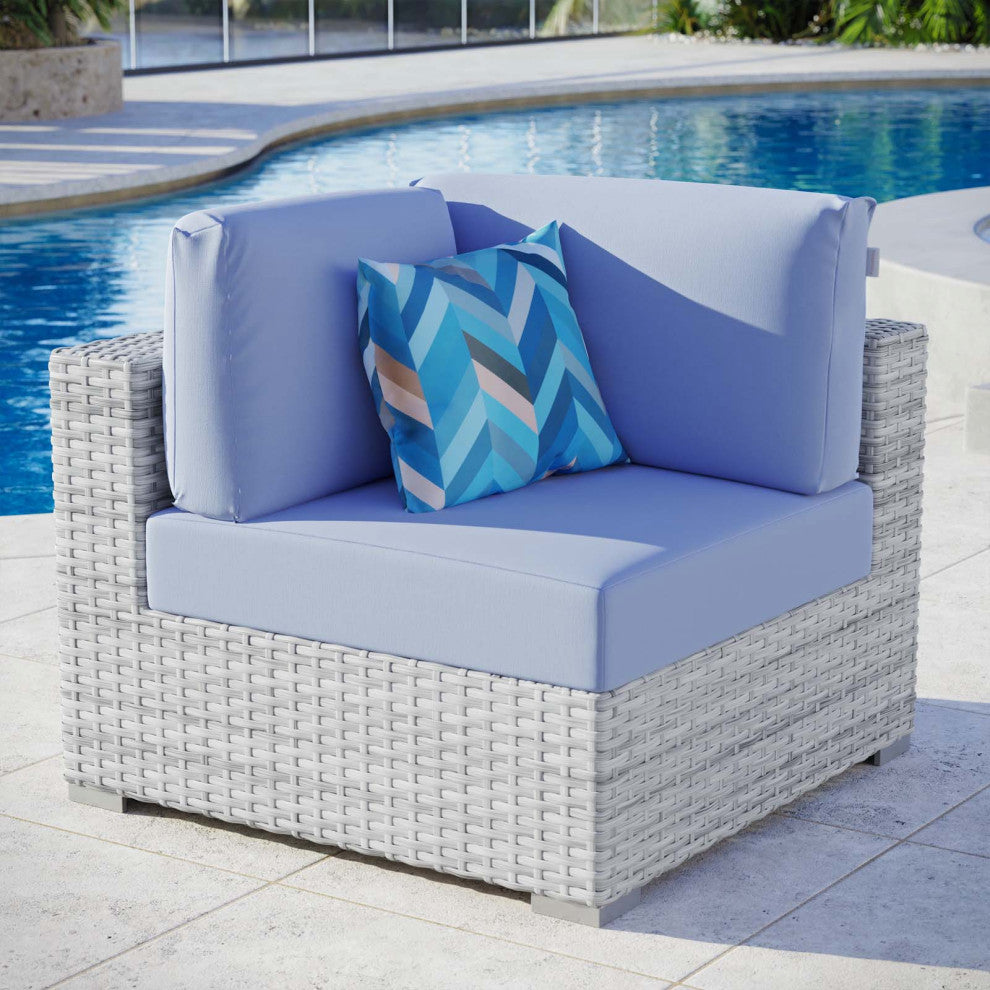 Convene Outdoor Patio Corner Chair Light Gray Light Blue