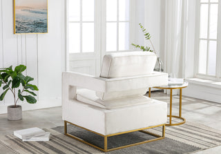 Adadon Velvet Upholstered Armchair - Cream