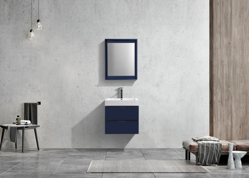Bliss 24" Wall Mount Bathroom Vanity, Blue