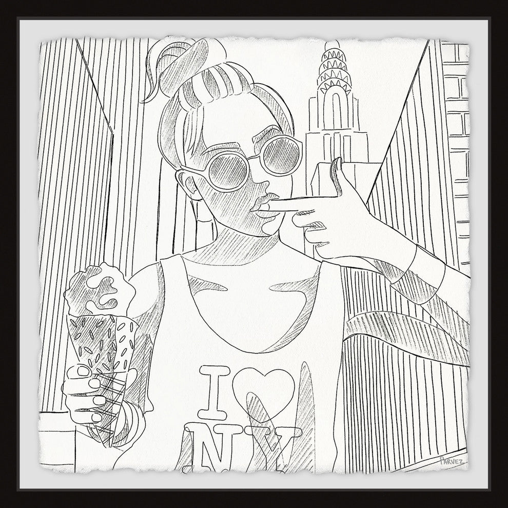 "NY Ice Cream" Framed Painting Print, 32"x32"