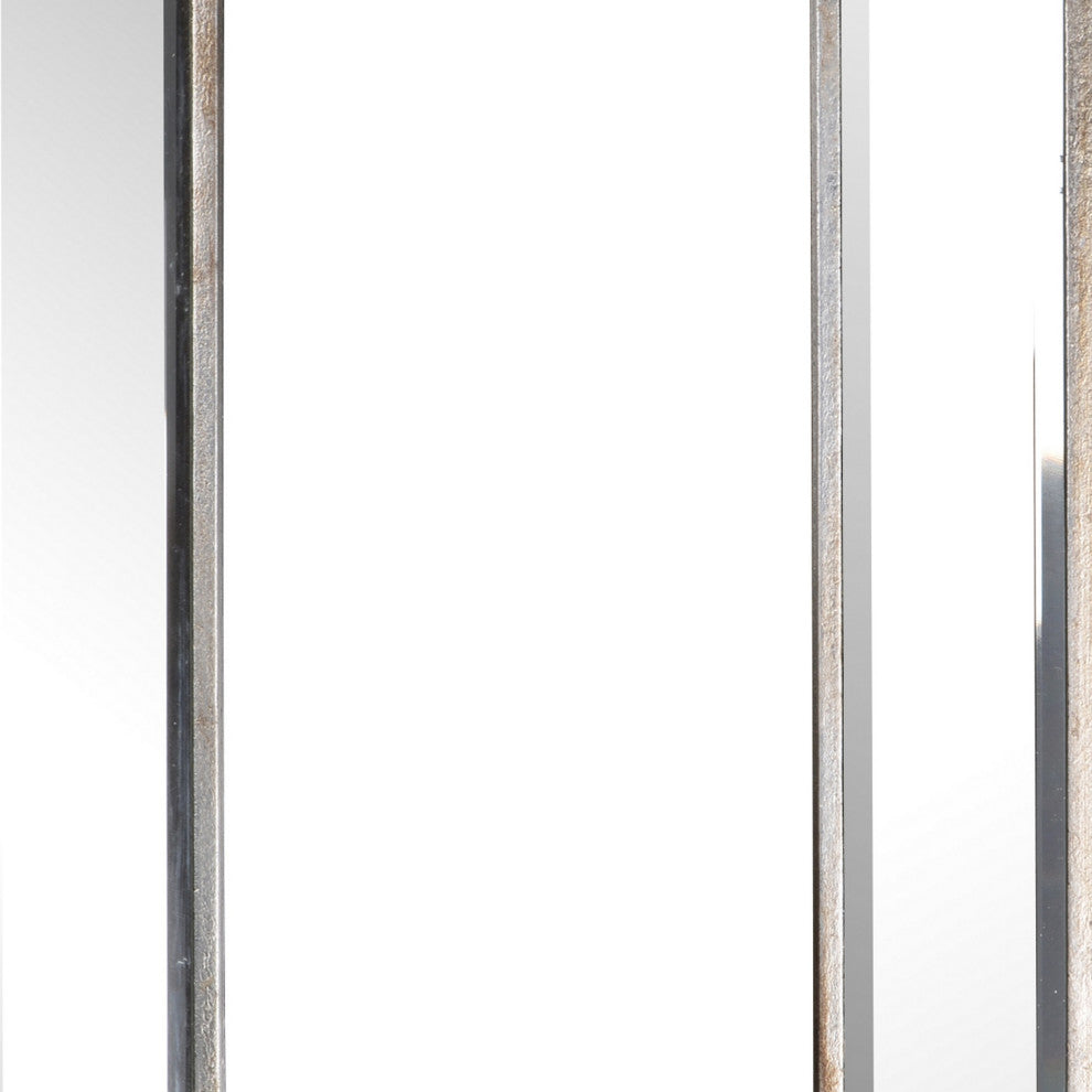 Benzara BM286094 12 x 18" Wall Mount Accent Mirror, Antique Silver Wood Frame