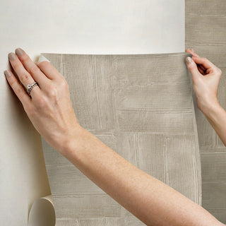 Taupe Dimensional Square Plaster Peel and Stick Wallpaper