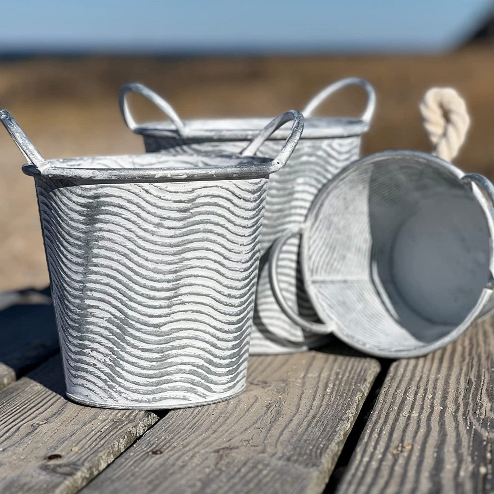 3 Piece Corrugated Wave Planter Set