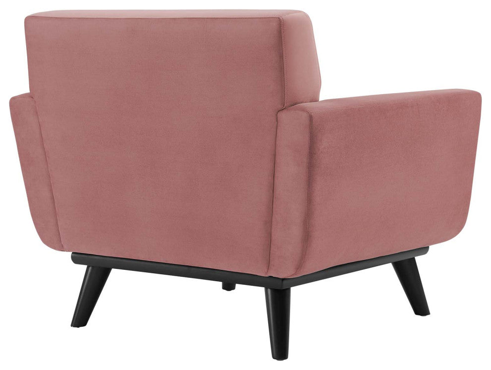 Engage Channel Tufted Performance Velvet Armchair Dusty Rose