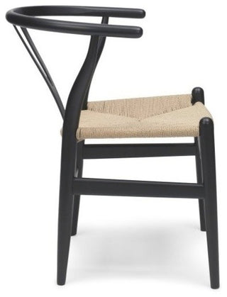 Y Wood Dining Chair, Black Frame With Natural Seat