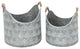 Set of 2, Assorted Metal Buckets, Wood Bead Handles