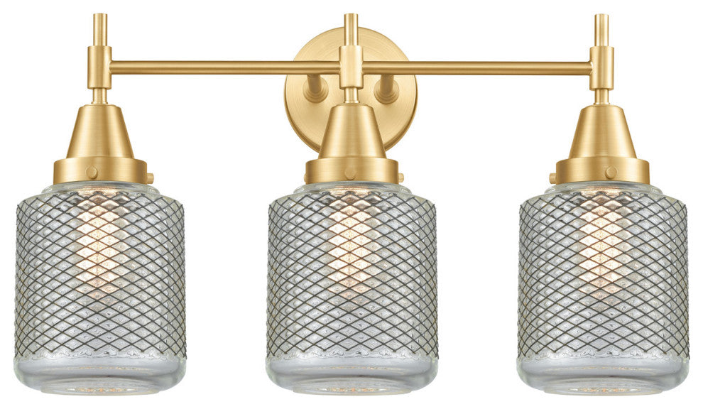 Innovations 447-3W-SG-G262 3-Light Bath Vanity Light, Satin Gold