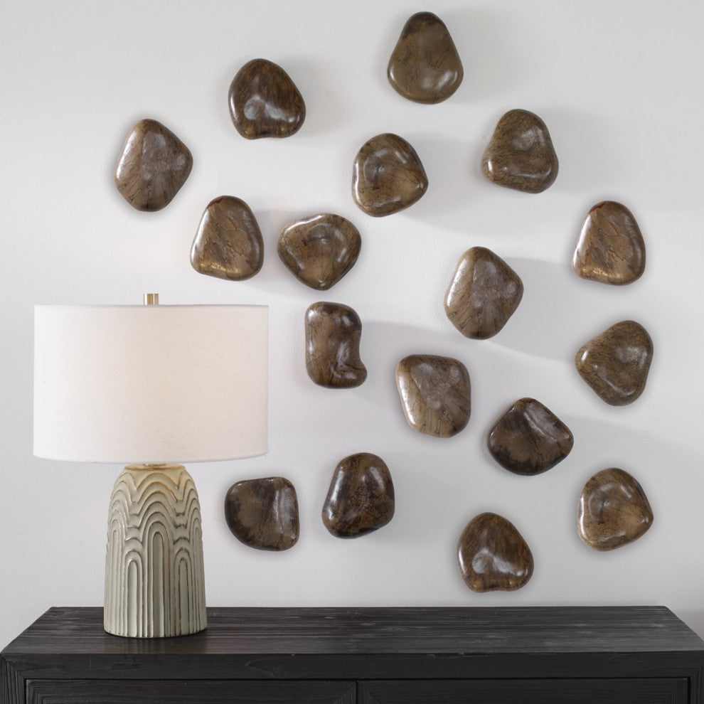 Uttermost 04323 Pebbles Walnut Wood Wall Decor Set of 9