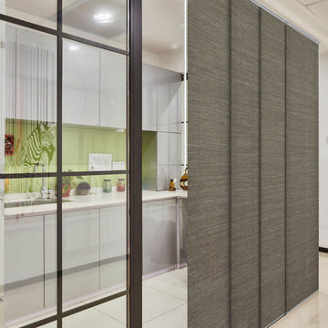 Adjustable Sliding Panel Track Blind 45.8"-86" W x 96" L, Zen, Peppercorn