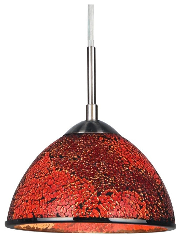 Woodbridge Lighting Alexis 1-Light Pendant, Nickel, Red