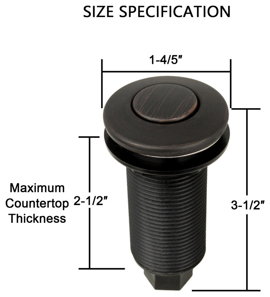 Single Outlet Copper Garbage Disposal Kitchen Air Switch Kit, Oil Rubbed Bronze