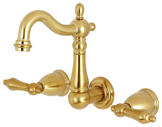Kingston Brass Wall Mount Bathroom Faucet, Brushed Brass