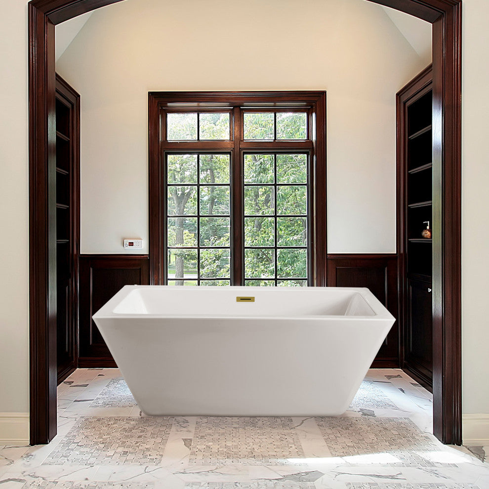60" Streamline N320BGL Soaking Freestanding Tub and Tray With Internal Drain