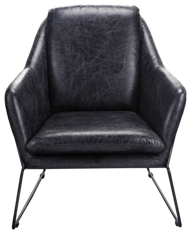 First of A Kind Greer Club Chair Onyx Black Leather