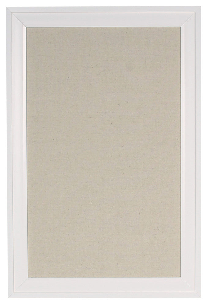 Bosc Framed Linen Fabric Pinboard, White 18.5x27.5